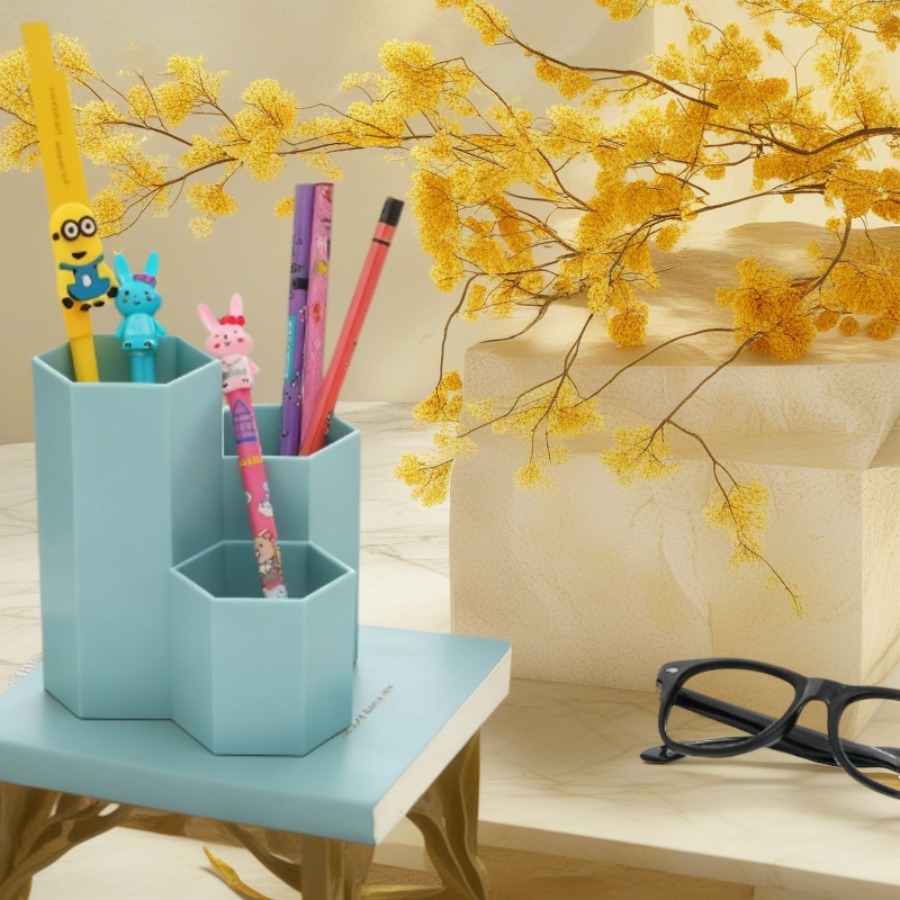 Beauty Makeup Tool Collection - Tempat Pensil Heksagonal Kreatif 3-in-1 dengan