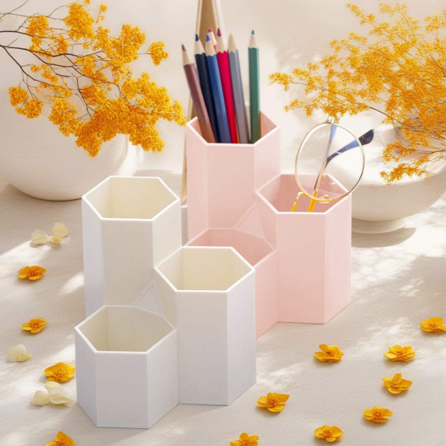 Tempat Pensil Heksagonal Kreat - Beauty Makeup Tool Collection ulasan dan harga